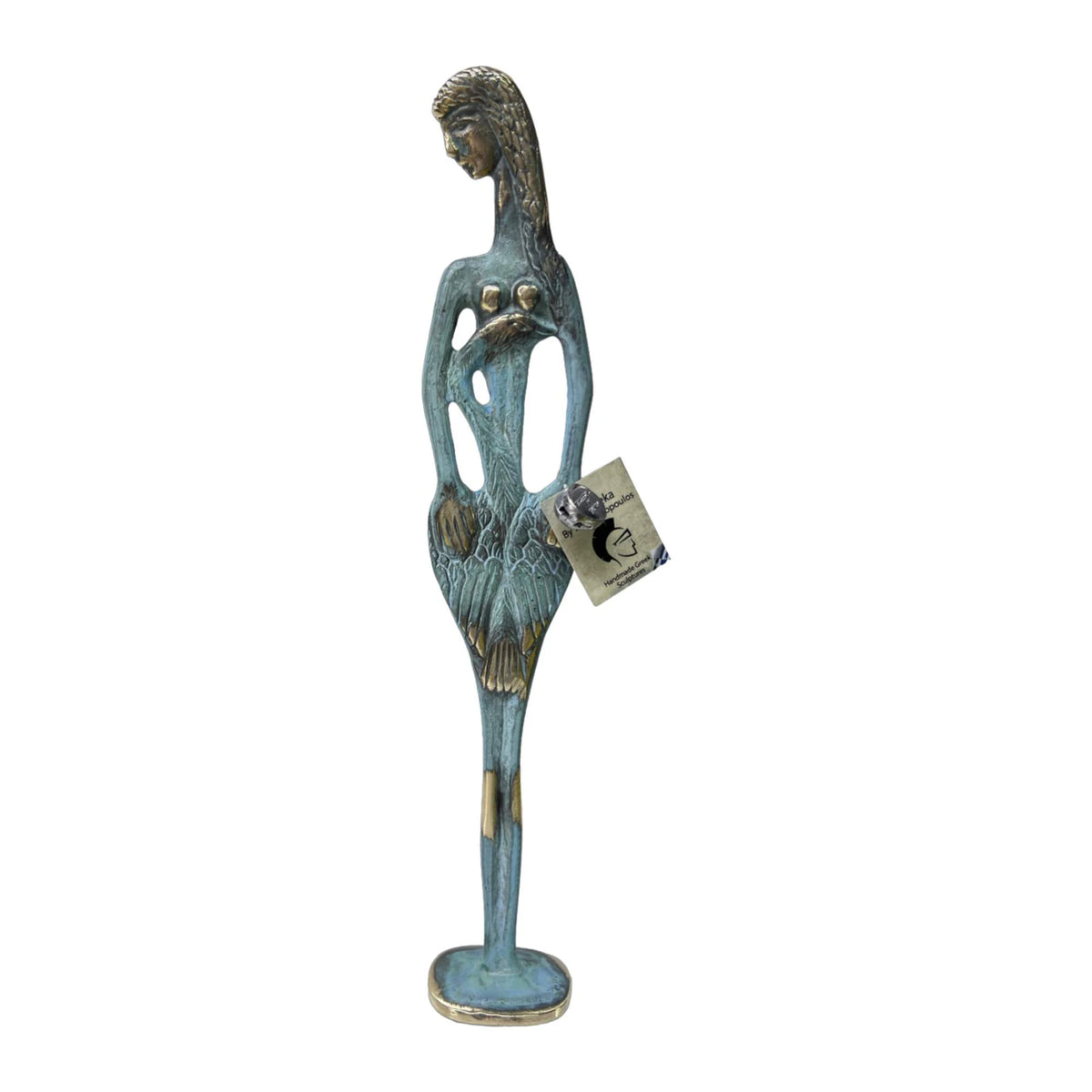 Leda and the Swan – Bronze Sculpture – 18 cm – Blue & Gold