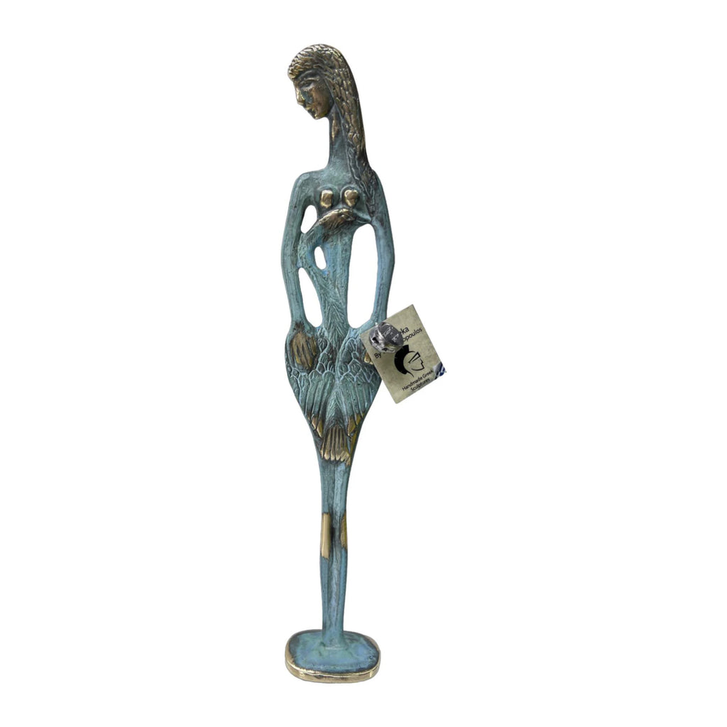 Leda and the Swan – Bronze Sculpture – 40 cm – Blue & Gold