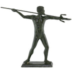 Poseidon with Raised Trident – Solid Sculpture – 17 cm – Dark Green