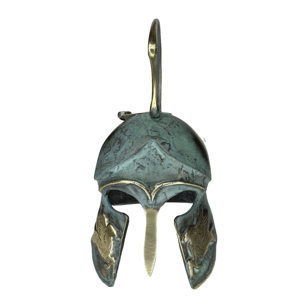 Corinthian Helmet with Pegasus and Short Crest – 19 cm – Blue & Gold