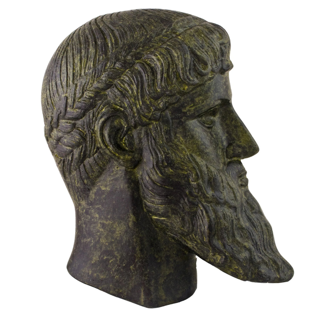 Mask of Poseidon – Bronze Sculpture – 16 cm – Dark Green