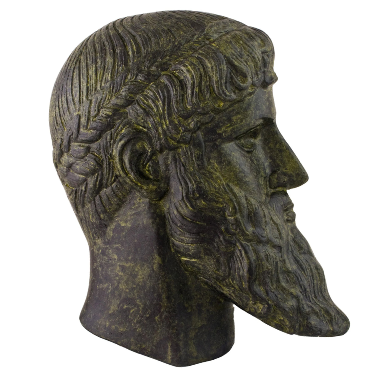 Mask of Poseidon – Bronze Sculpture – 16 cm – Dark Green