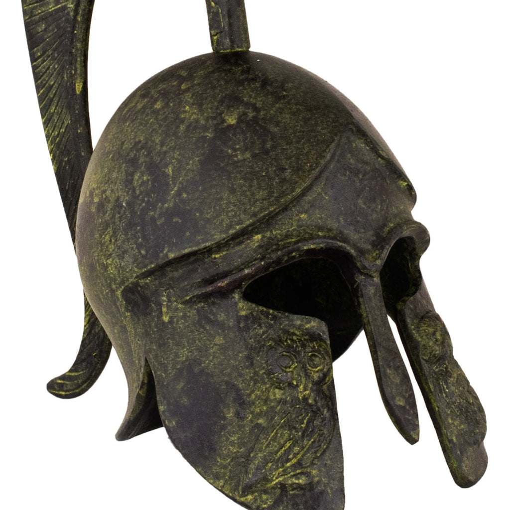 Corinthian Helmet with Owl and Tall Crest – 20 cm – Dark Green
