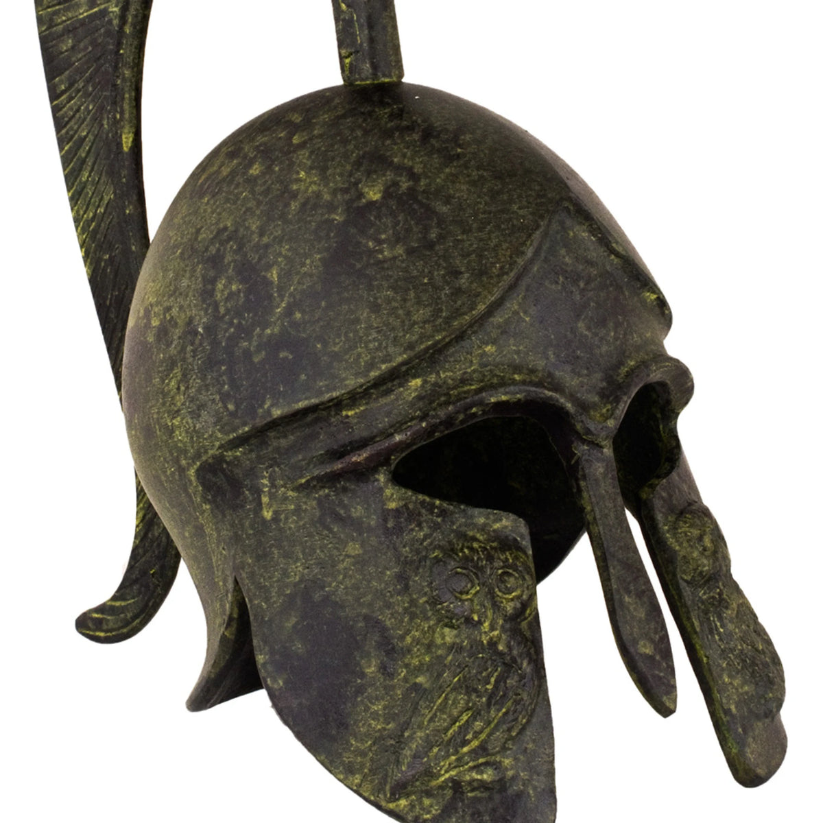 Corinthian Helmet with Owl and Tall Crest – 20 cm – Dark Green