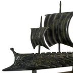 Ancient Greek Trireme with Two Sails – 24 cm – Dark Green
