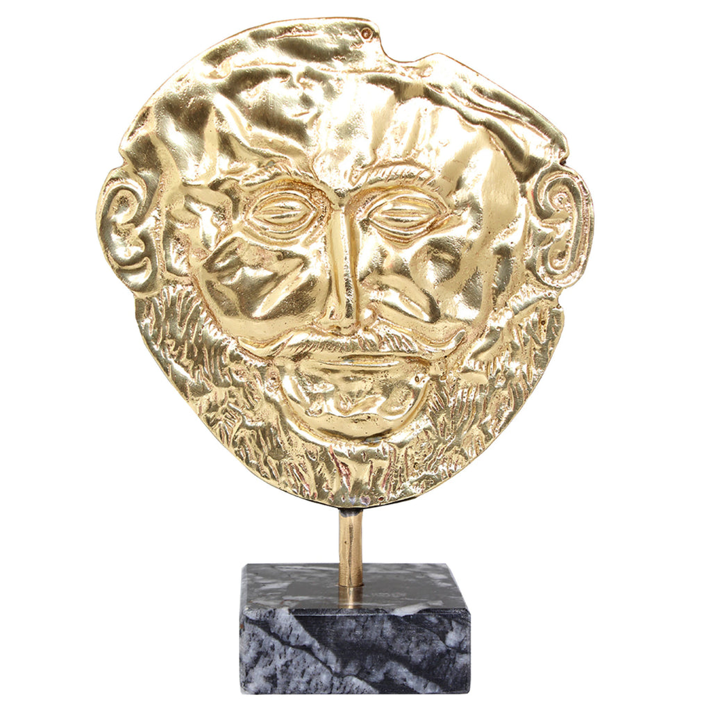 Mask of Agamemnon on Marble Base – 21 cm – Gold