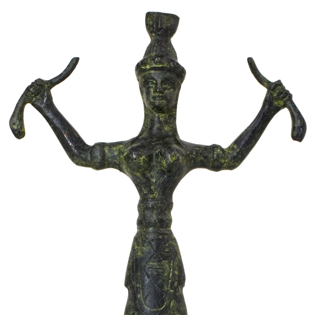 Minoan Snake Goddess – Bronze Sculpture – 17 cm – Dark Green