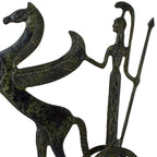 Athena in a Chariot with Pegasus – Sculpture – 19 cm – Dark Green