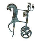 Athena's Chariot with Owl – Bronze Sculpture – 64 cm – Blue & Gold