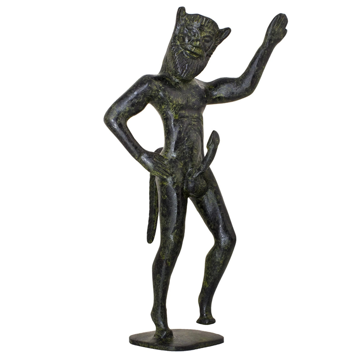 Satyr – Solid Bronze Sculpture – 20 cm – Dark Green