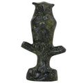 Ancient Greek Owl on a Branch – Bronze Sculpture – 8 cm – Dark Green