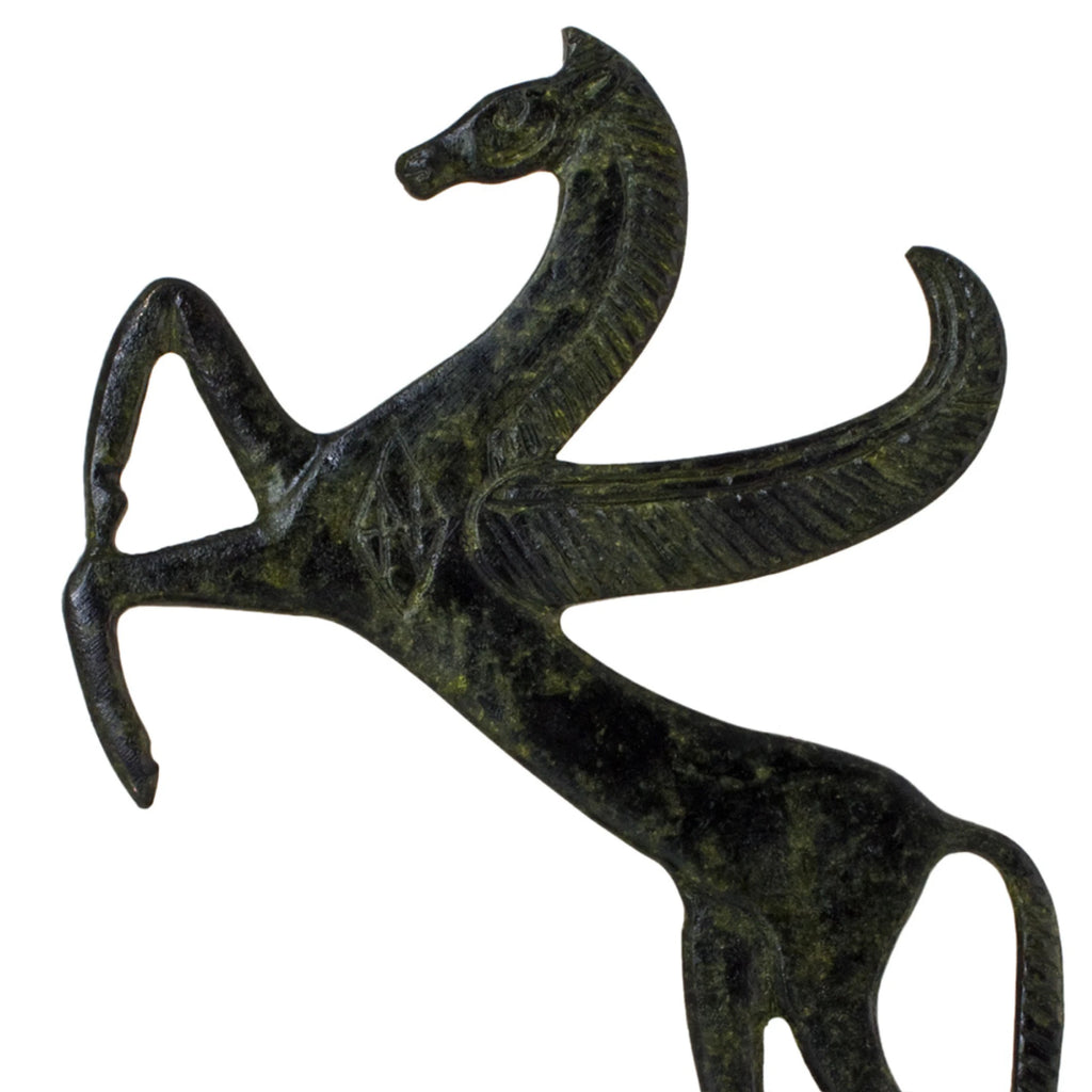 Pegasus – Flat Bronze Sculpture – 19 cm – Dark Green