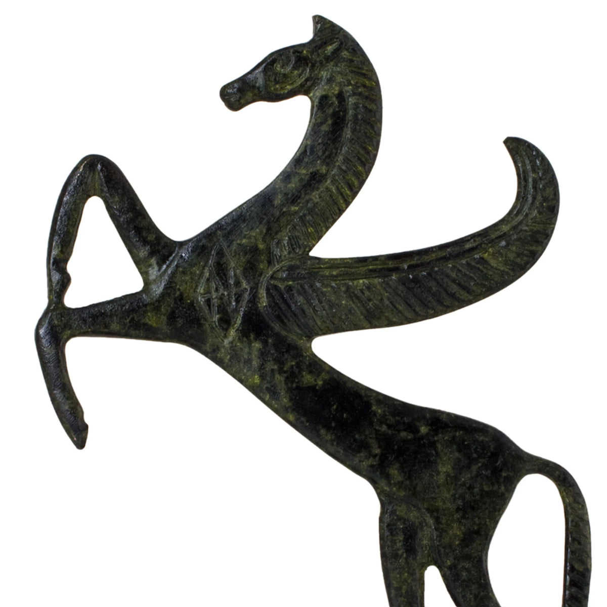 Pegasus – Flat Bronze Sculpture – 19 cm – Dark Green