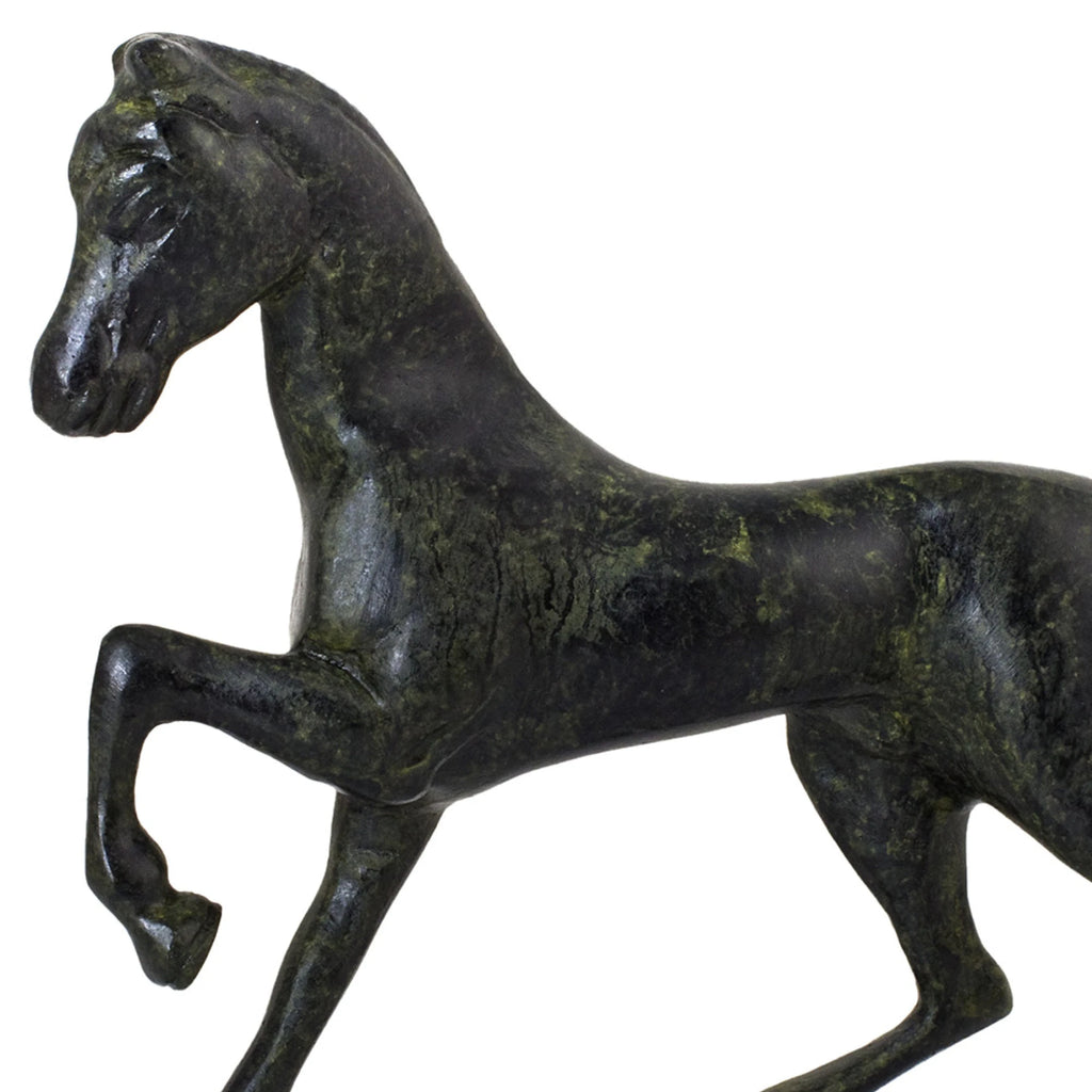 Standing Horse – Bronze Sculpture – 15 cm – Dark Green
