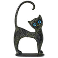 Cat on Base – Bronze Sculpture – 15 cm – Dark Green