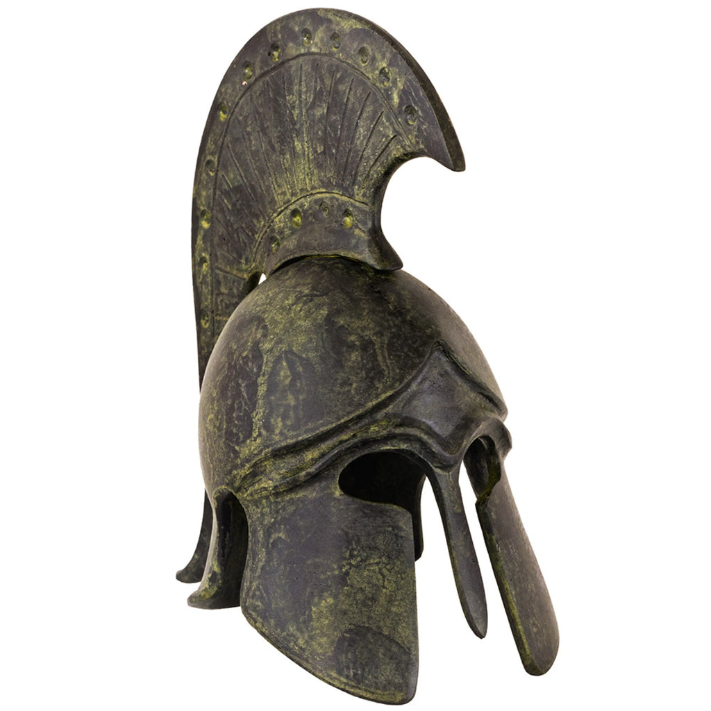 Studded Corinthian Helmet with Short Crest – 14 cm – Dark Green