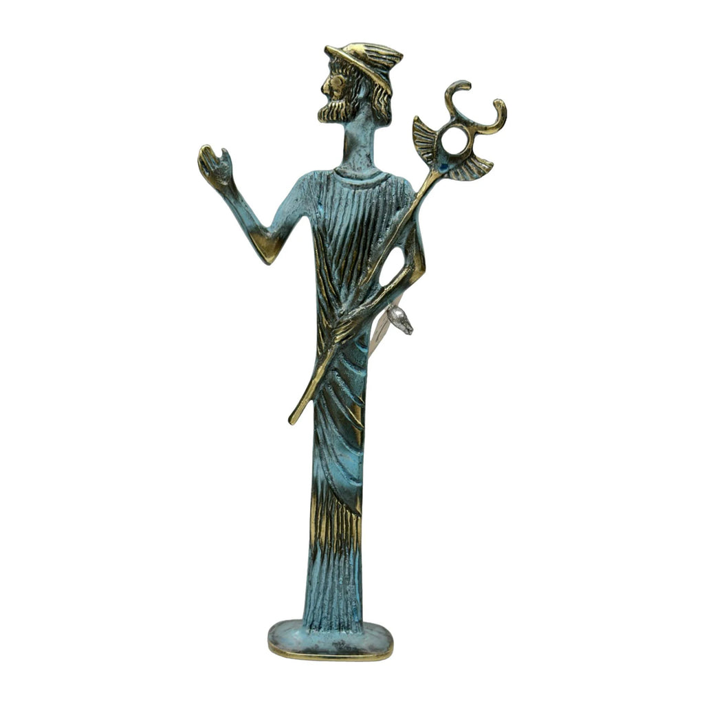 Hermes, Messenger of the Gods – Sculpture – 15 cm – Blue & Gold