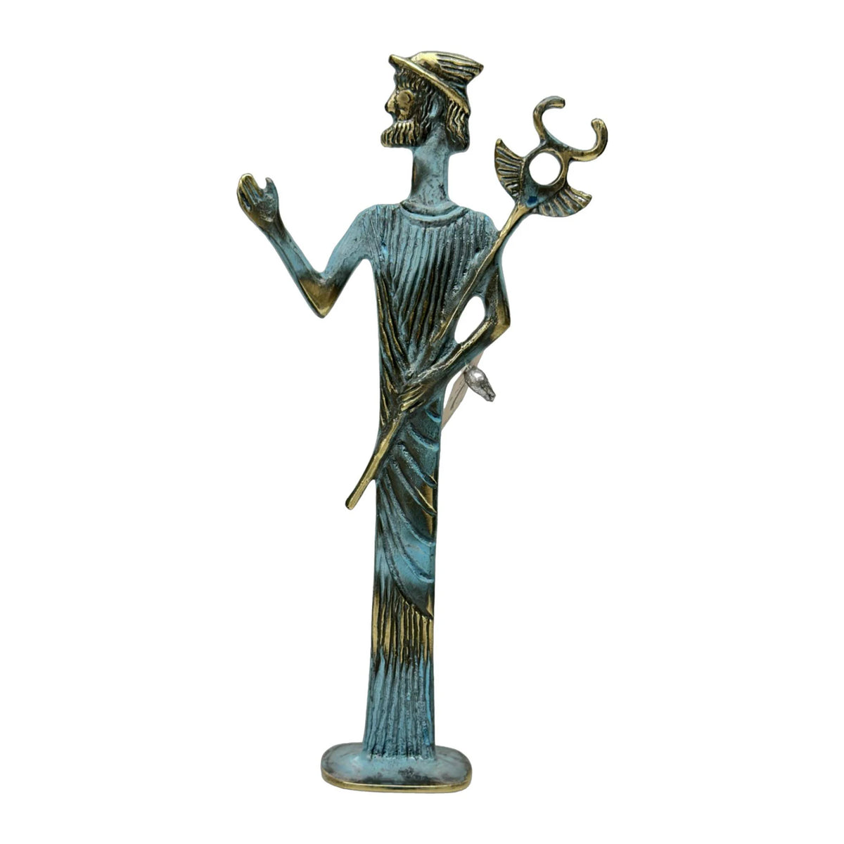 Hermes, Messenger of the Gods – Sculpture – 15 cm – Blue & Gold