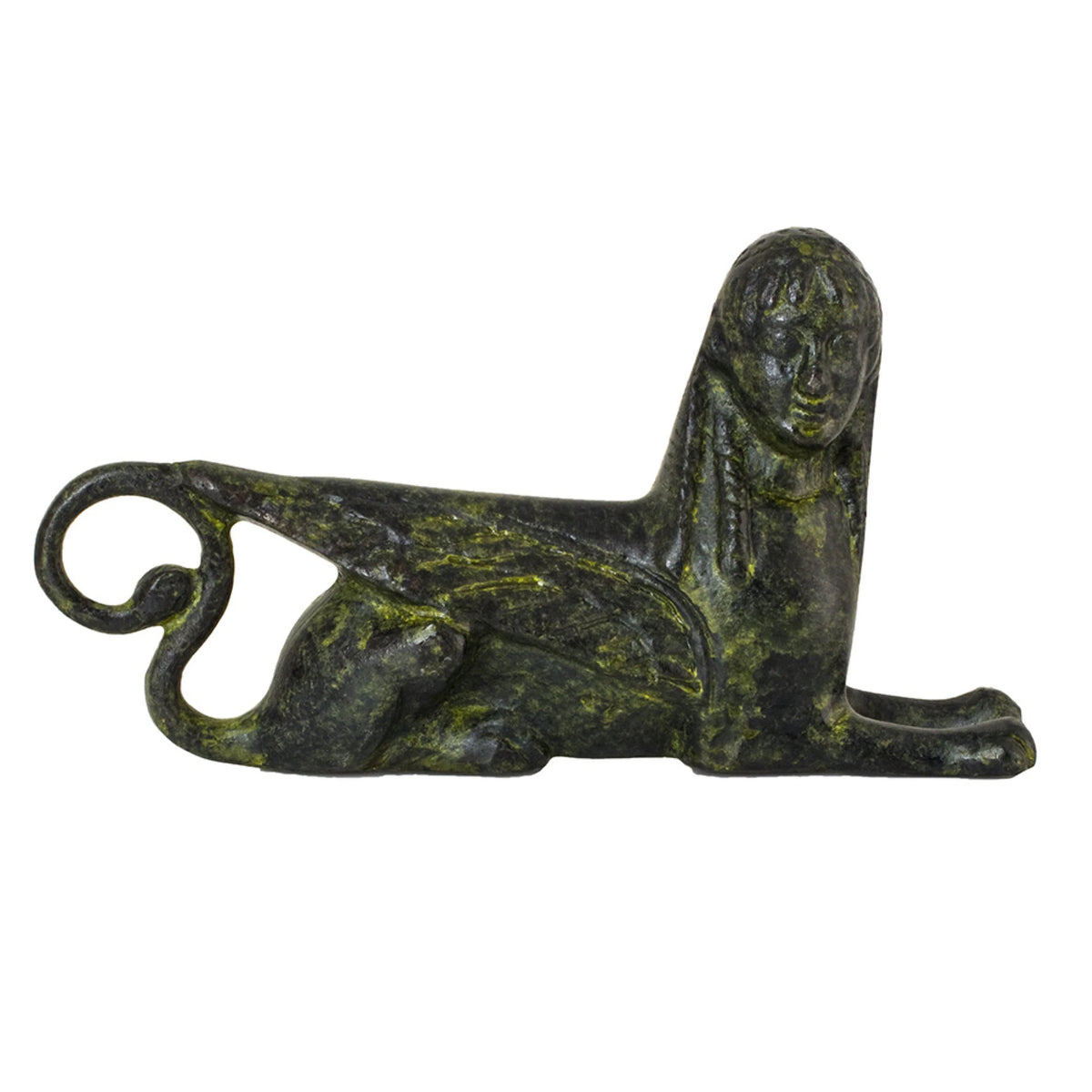 Reclining Sphinx of Olympia – Sculpture – 7 cm – Dark Green