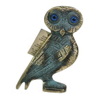 Owl – Flat Bronze Sculpture – 10 cm – Blue & Gold