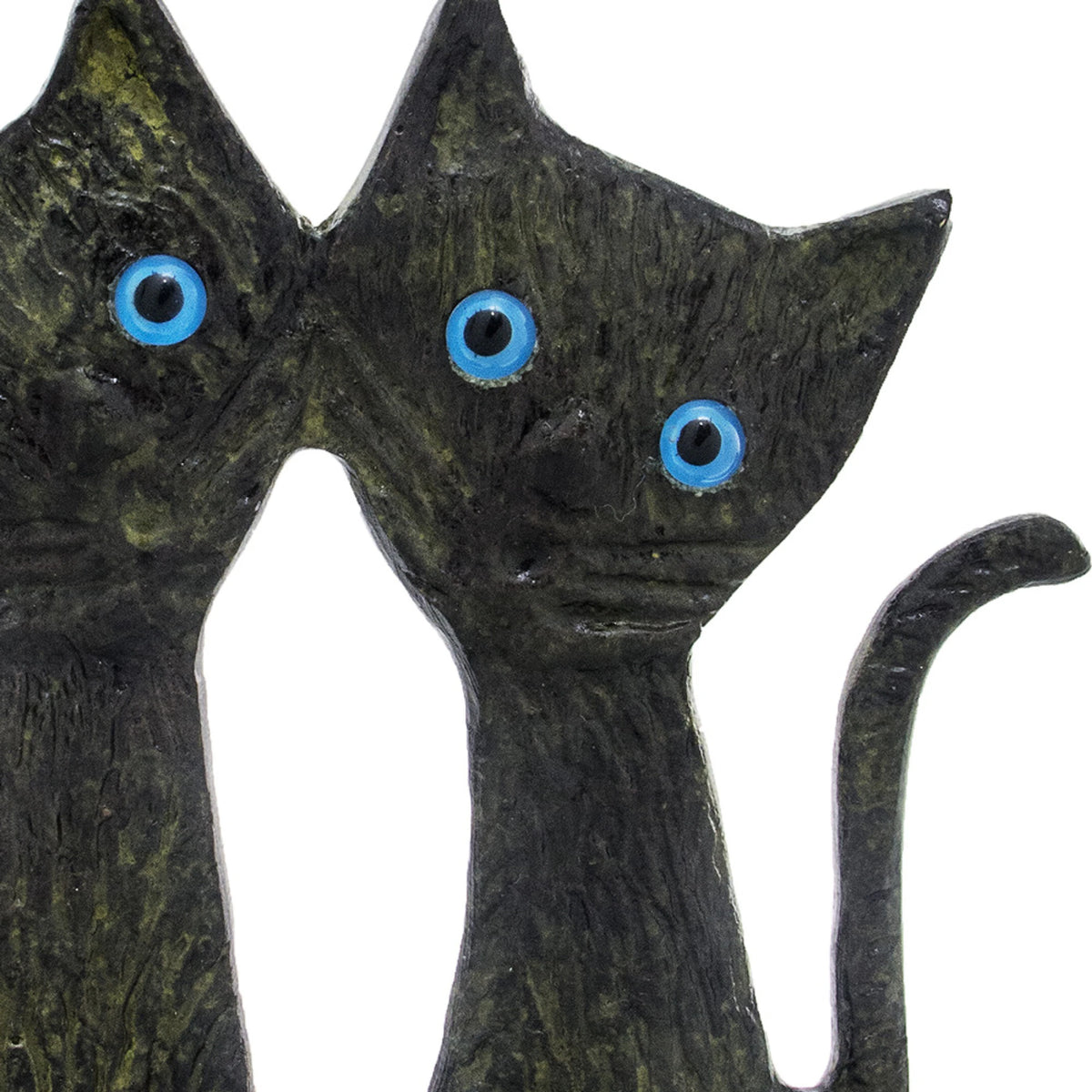 Two Standing Cats – Bronze Sculpture – 8 cm – Dark Green
