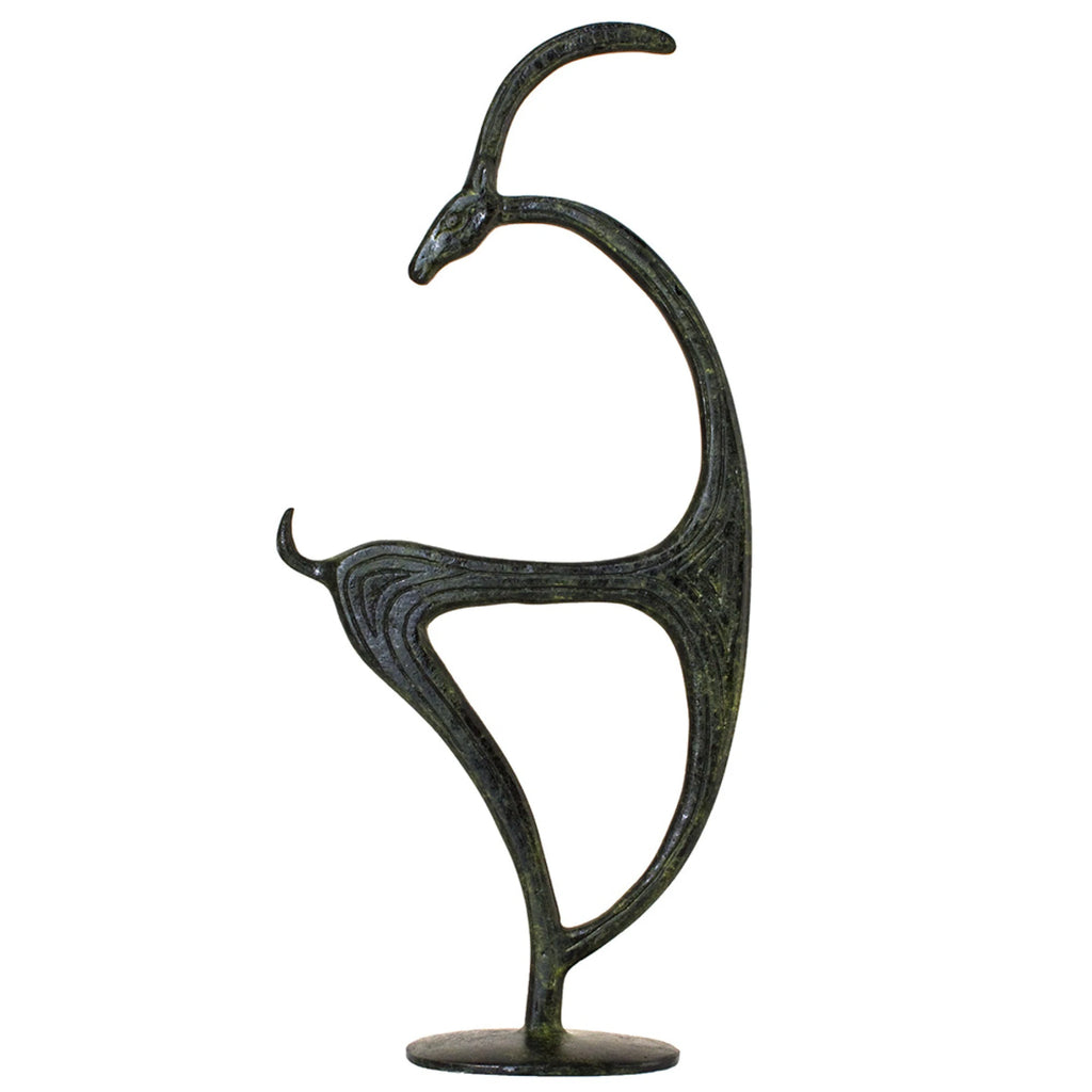 Cretan Kri-Kri Goat – Bronze Sculpture – 18 cm – Dark Green