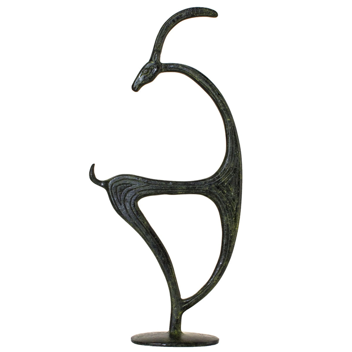 Cretan Kri-Kri Goat – Bronze Sculpture – 14 cm – Dark Green
