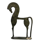 Horse with Lowered Head on Base – Flat Sculpture – 25.5 cm – Dark Green