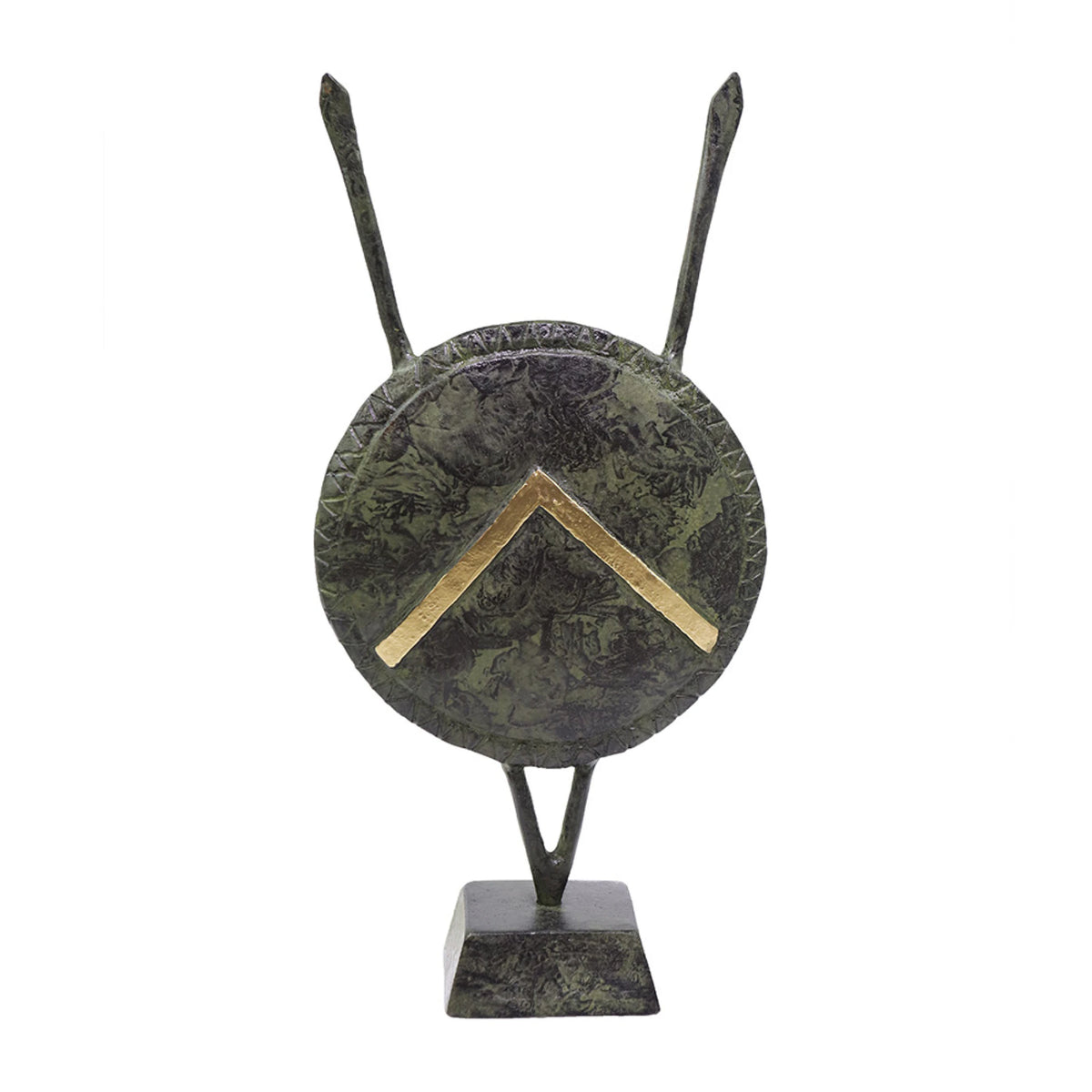 Decorative Spartan Shield with Lambda Symbol – 19 cm – Dark Green