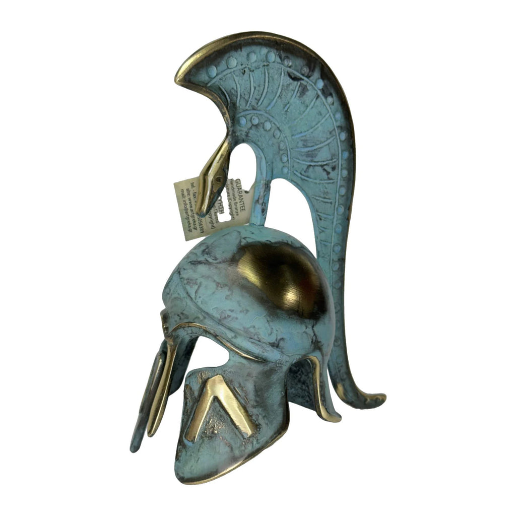 Spartan Helmet with Lambda and Tall Crest – 16 cm – Blue & Gold