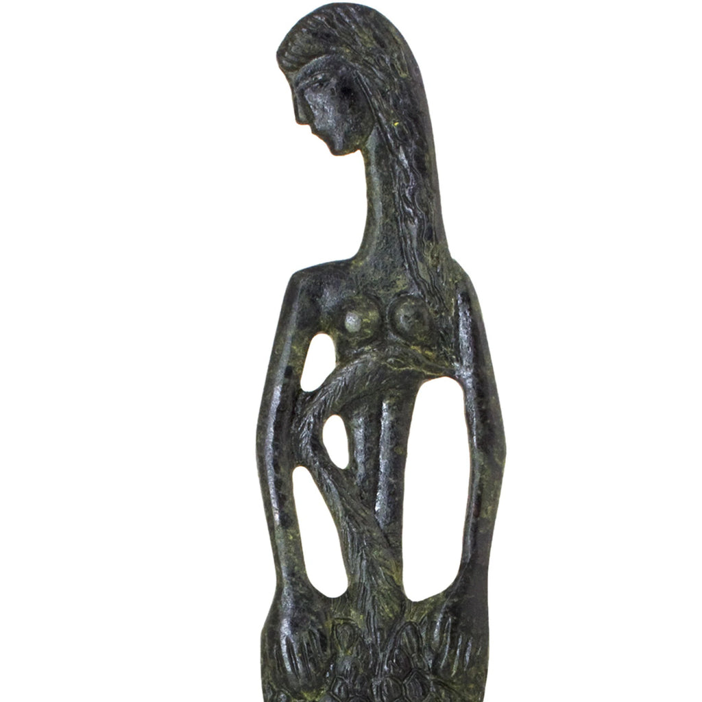 Leda and the Swan – Bronze Sculpture – 40 cm – Dark Green