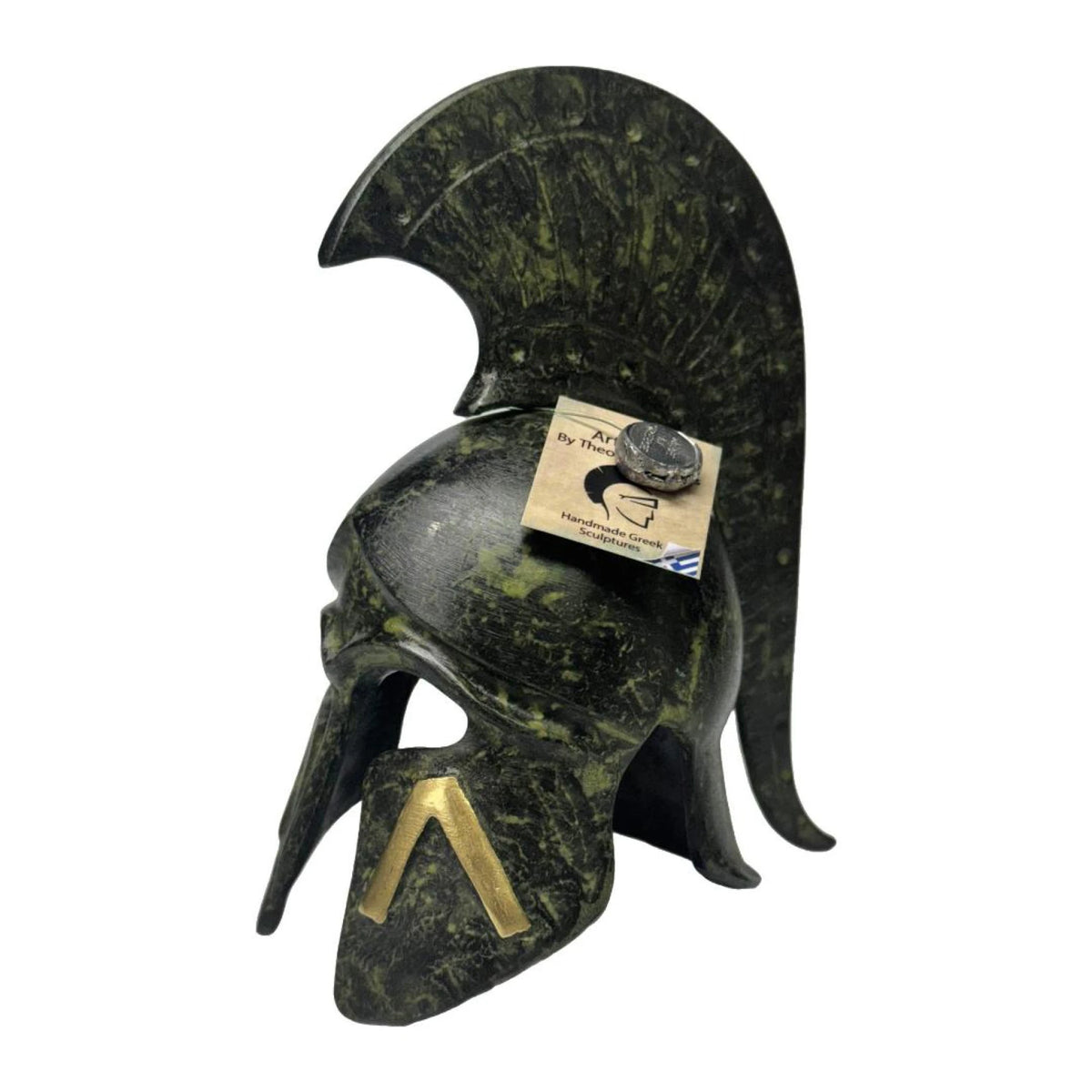 Spartan Helmet with Lambda – 14 cm – Dark Green