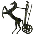 Athena in a Chariot with a Rearing Horse – Sculpture – 19 cm – Dark Green