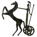 Athena in a Chariot with a Rearing Horse – Sculpture – 19 cm – Dark Green