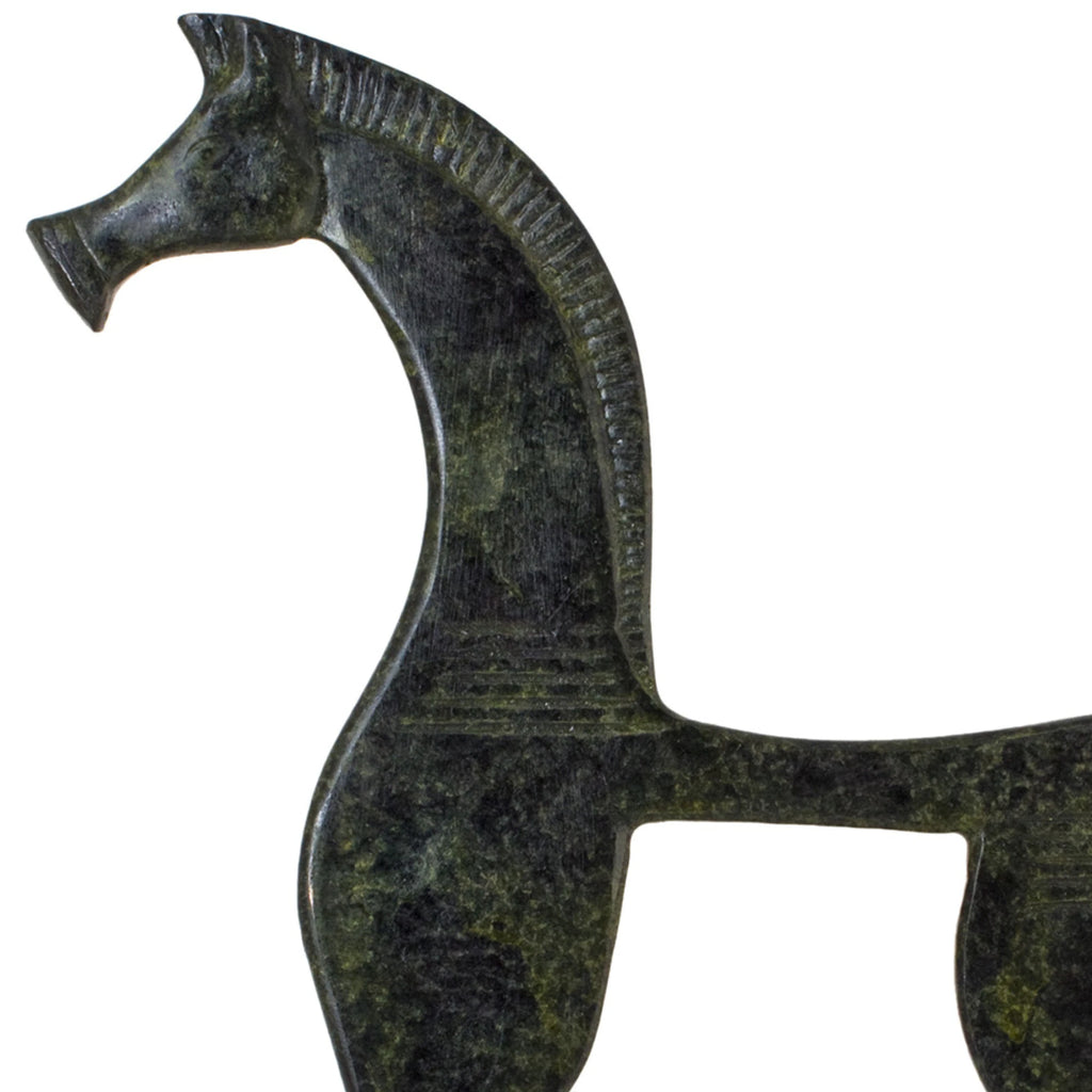 Geometric Horse on Base – Sculpture – 11 cm – Dark Green