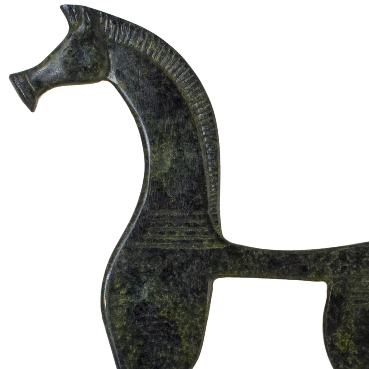 Geometric Horse on Base – Sculpture – 11 cm – Dark Green