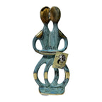 Embracing Cycladic Couple – 23 cm – Blue & Gold