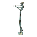 Woman Playing a Flute – Bronze Sculpture – 25 cm – Blue & Gold