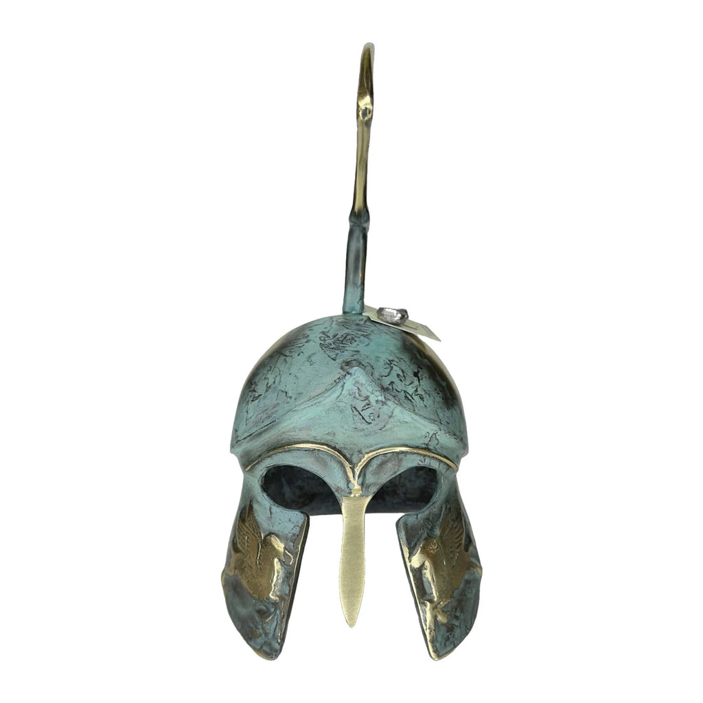 Corinthian Helmet with Pegasus and Tall Crest – 22 cm – Blue & Gold
