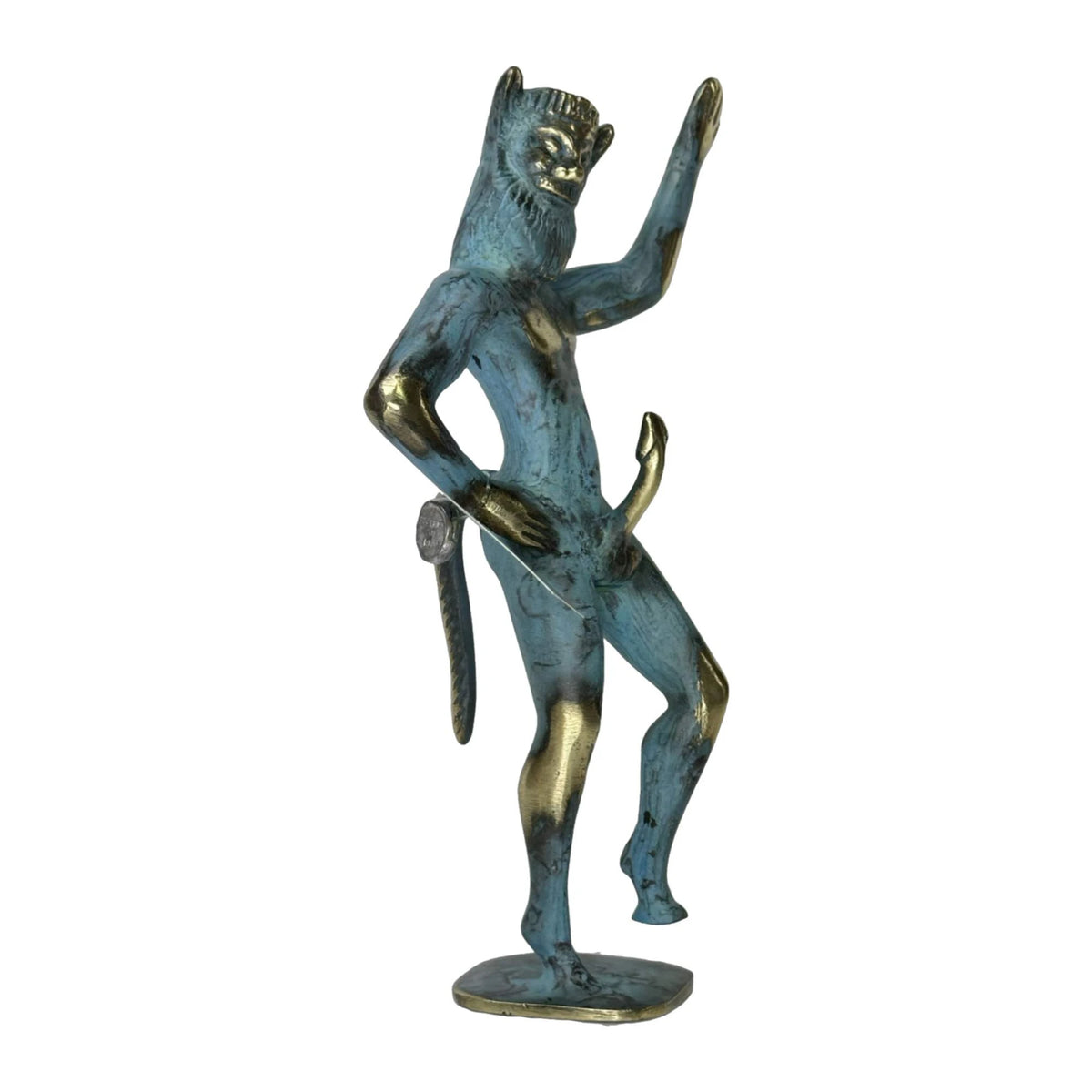 Satyr – Solid Bronze Sculpture – 20 cm – Blue & Gold