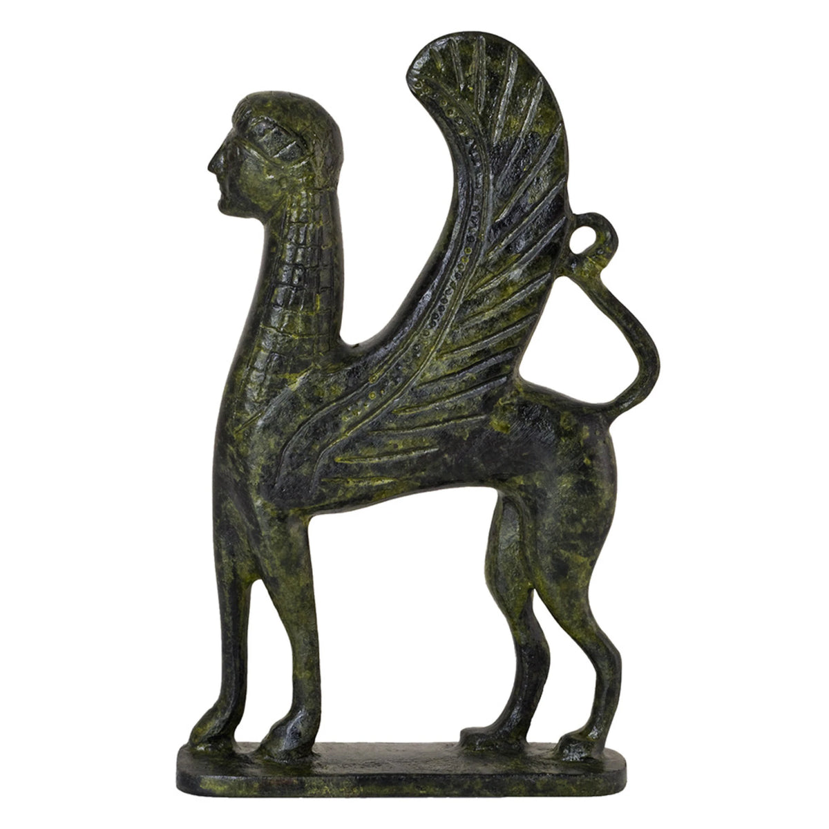 Sphinx of Delphi – Bronze Sculpture – 10 cm – Dark Green