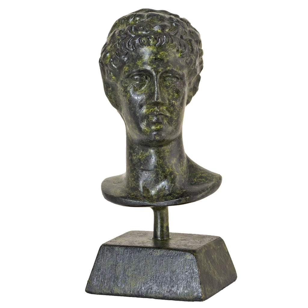 Bust of Hermes – Bronze Sculpture – 9 cm – Dark Green
