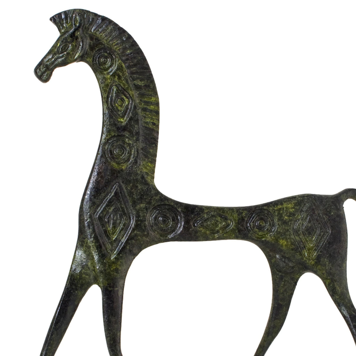 Mycenaean Geometric Horse – Bronze Sculpture – 19 cm – Dark Green