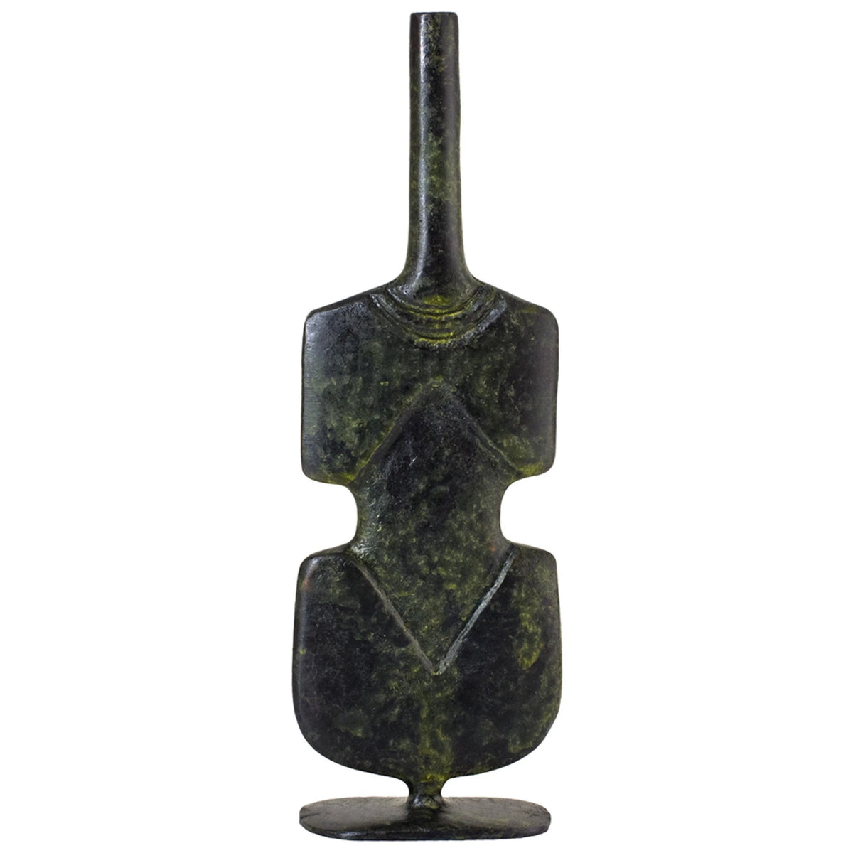 Guitar-Shaped Cycladic Figurine – 16 cm – Dark Green