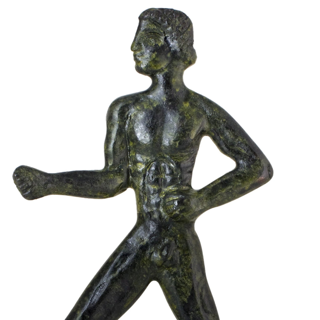 Ancient Olympic Runner – Flat Bronze Sculpture – 13 cm – Dark Green