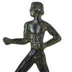 Ancient Olympic Runner – Flat Bronze Sculpture – 13 cm – Dark Green