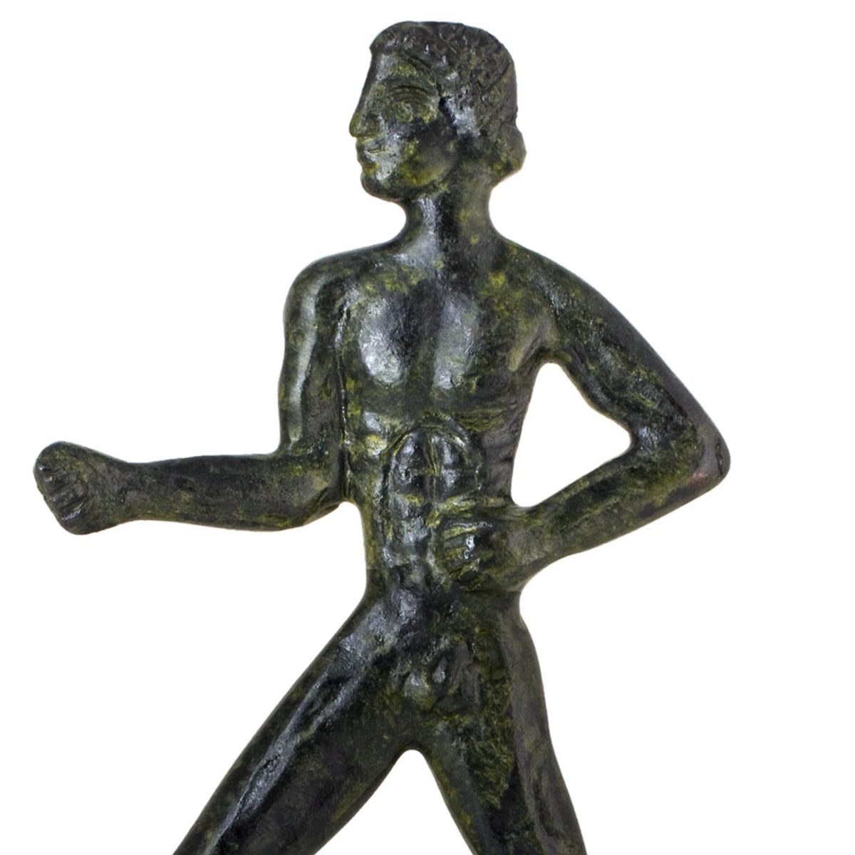 Ancient Olympic Runner – Flat Bronze Sculpture – 13 cm – Dark Green