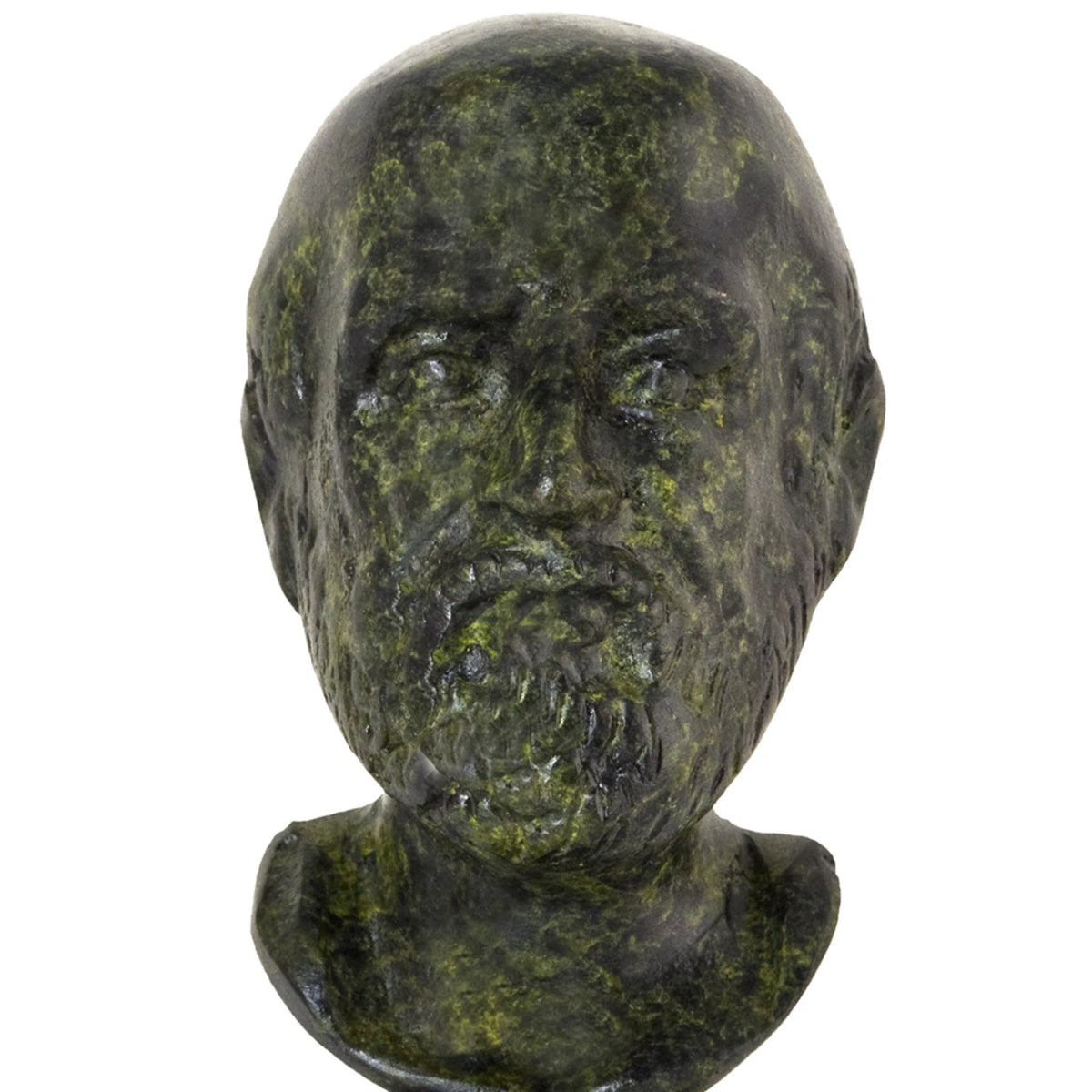 Bust of Hippocrates – Bronze Sculpture – 9 cm – Dark Green