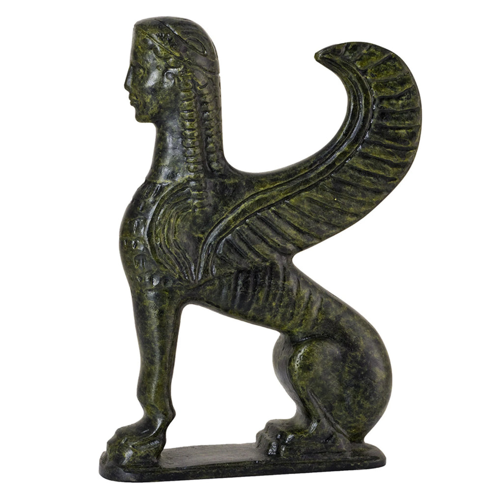 Sphinx from the Delphi Museum – Bronze Sculpture – 15 cm – Dark Green