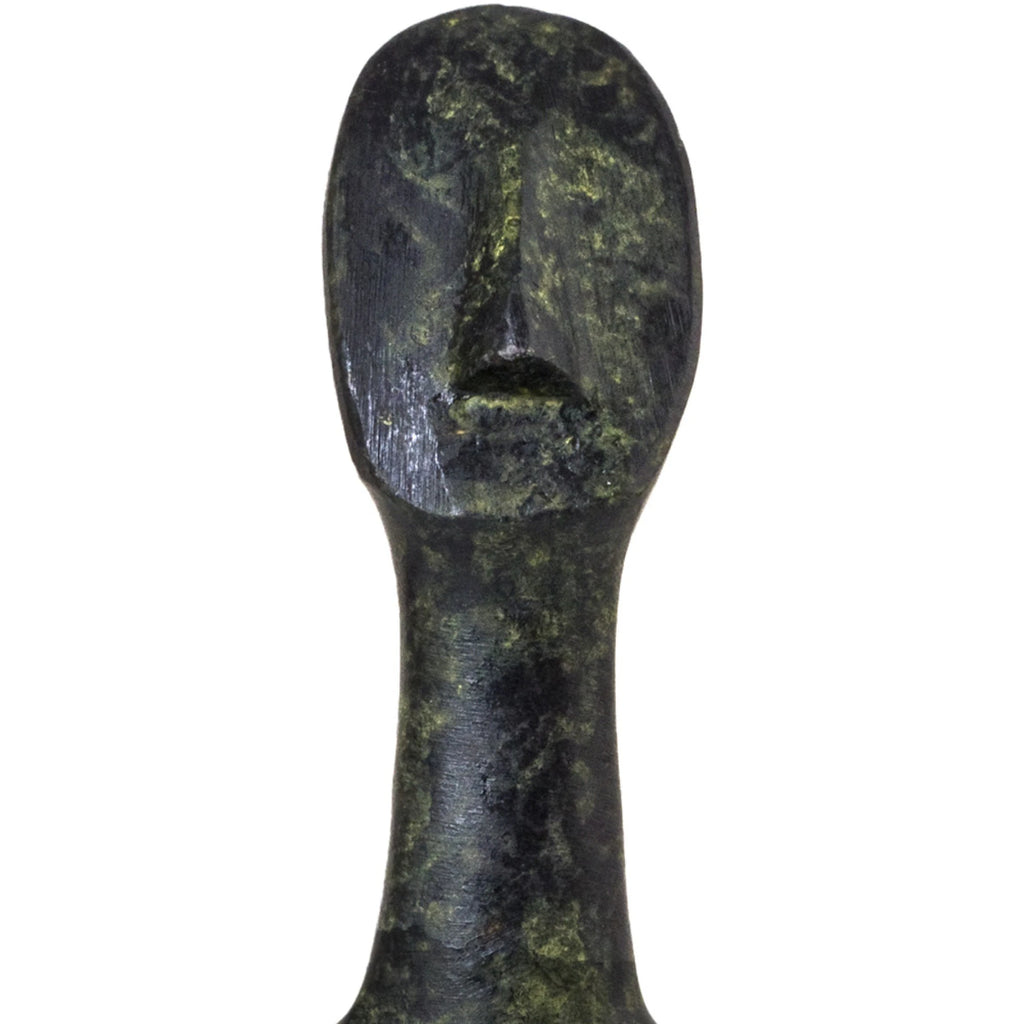 Slender Cycladic Bust – Bronze Sculpture – 14 cm – Dark Green